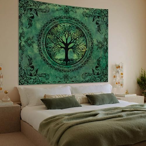 Green Boho Tapestry for Bedroom, Large Hippie Tree of Life Wall Tapestries - color: Green Tapestry, size: 60"L x 51"W