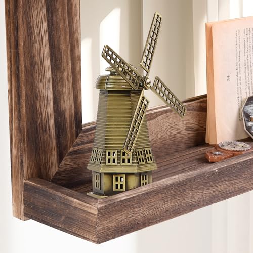 QDSSDECO 16" x 20" Farmhouse Wall Mirror with Shelf and Hemp Rope, Brown - color: Brown With Hemp Rope