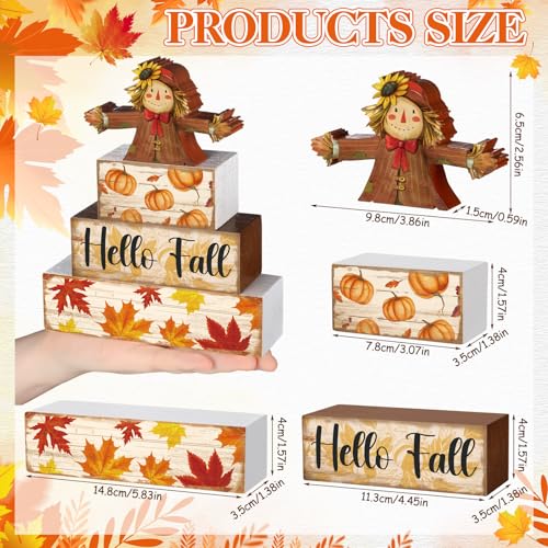 4 Pcs Hello Fall Decoration for Home Scarecrow Pumpkin Table Centerpiece - style: Cute Scarecrow