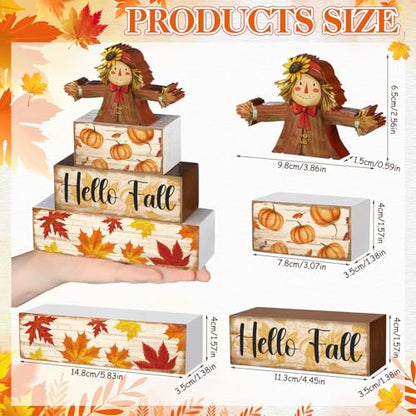 4 Pcs Hello Fall Decoration for Home Scarecrow Pumpkin Table Centerpiece - style: Cute Scarecrow