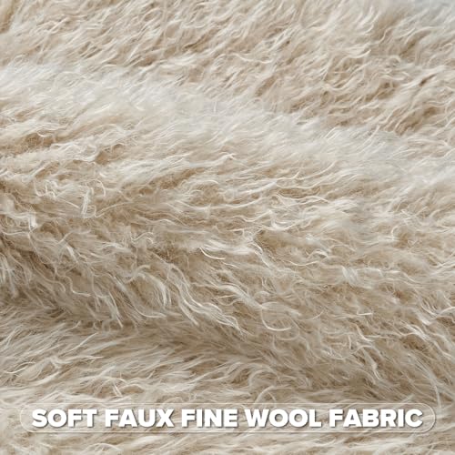 FUTEI Pack of 2 Faux Wool Throw Pillow Covers 18x18 Inch, Beige - color: Beige