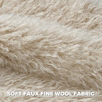 FUTEI Pack of 2 Faux Wool Throw Pillow Covers 18x18 Inch, Beige - color: Beige