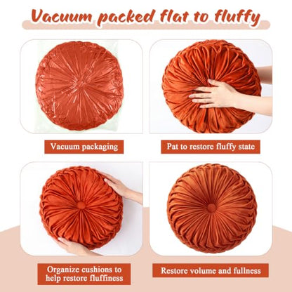 Drydiet 1 Pcs Round Throw Velvet Pillow (Rust, 15'') - color: Rust, size: 15''