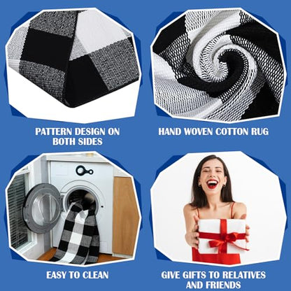 Geelin 2 Pcs Hey Y'all Doormat, Black and White Buffalo Plaid Rug Set - style: Hey Y'all