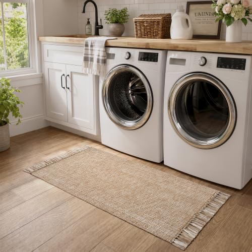 Collive Bathroom Runner Rug, 2' x 5' Modern Farmhouse Kitchen Rugs - color: Tan/Cream, size: 2' x 5' (Rectangular)