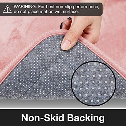 Pink Bathroom Rugs Bath Mat U Shaped Contour Toilet Rug - color: Pink, size: 20" x 24"