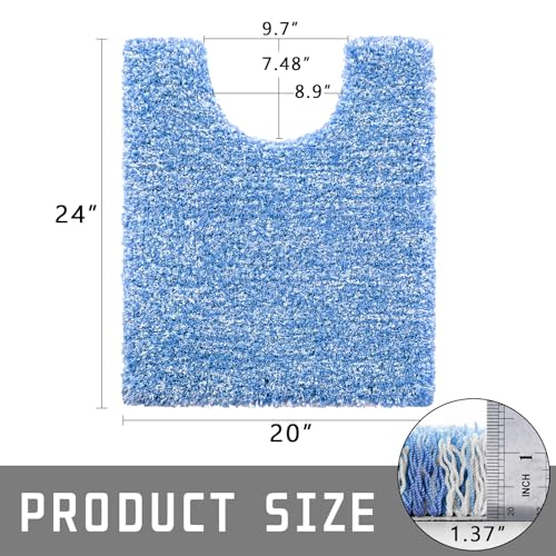 Yimobra Toilet Rugs U Shaped Washable 24X20, Soft Toilet Mat, Blue&White - color: Blue and White, size: 20" X 24" Contour Rug