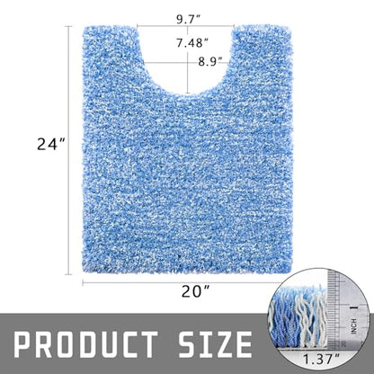 Yimobra Toilet Rugs U Shaped Washable 24X20, Soft Toilet Mat, Blue&White - color: Blue and White, size: 20" X 24" Contour Rug
