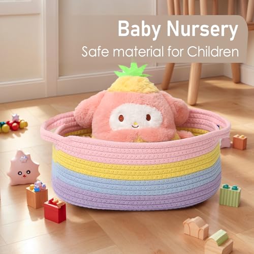 JMvicyroam Small Woven Basket, Empty Gift Basket, Rainbow/1 Pack - color: Rainbow, size: 1 Pack