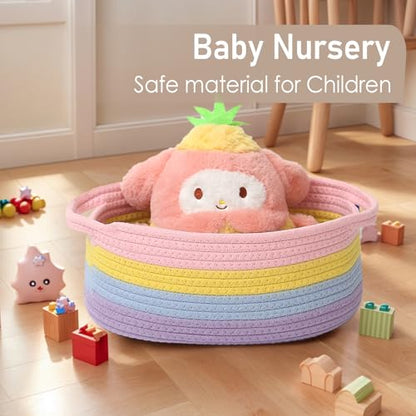 JMvicyroam Small Woven Basket, Empty Gift Basket, Rainbow/1 Pack - color: Rainbow, size: 1 Pack