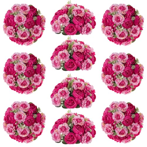 Flower Centerpieces for Wedding Tables: Hot Pink, Set of 10 - color: Hot Pink, size: 10 PCS