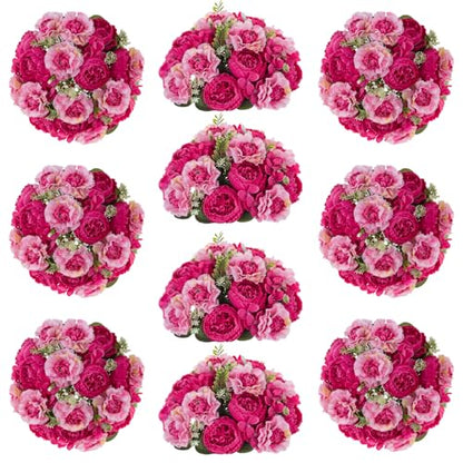 Flower Centerpieces for Wedding Tables: Hot Pink, Set of 10 - color: Hot Pink, size: 10 PCS