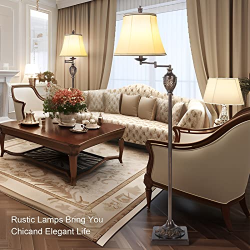 Traditional Floor Lamp with 350° Swing Arm,3 Color Temperatures,Dark Brown - color: Brown
