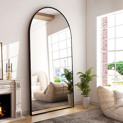 GLSLAND 76"x34" Arched Full Length Mirror Large Full Body Mirrors, Black - color: Black, size: 76"L x 34"W