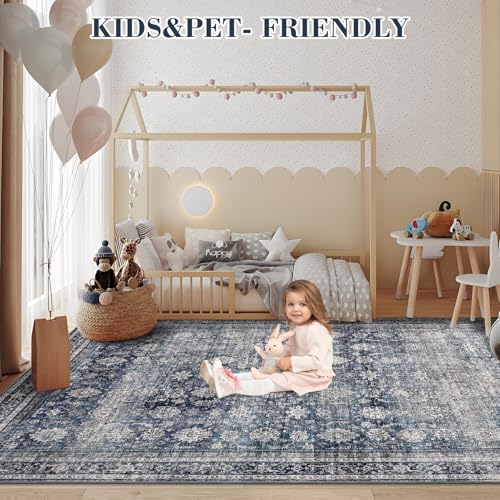 GarveeHome Washable Runner Rugs 2.5x10 for Hallway Kitchen Non-Slip Soft Ultra-Thin - color: Denim / Multi, size: 2'6" x 10' (Rectangular)