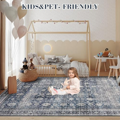 GarveeHome Washable Runner Rugs 2.5x10 for Hallway Kitchen Non-Slip Soft Ultra-Thin - color: Denim / Multi, size: 2'6" x 10' (Rectangular)