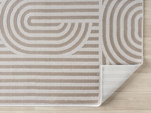 2x7 Beige Modern Geometric Area Rug for Living Room, Bedroom - color: 1004 - Beige, size: 2' x 7' (Rectangular)