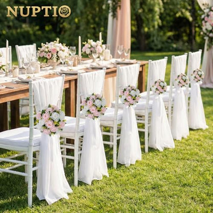 NUPTIO Flower Ball Centerpieces for Tables: Pink & White Artificial Rose - color: Light Pink & Pure White, size: 2 Pcs