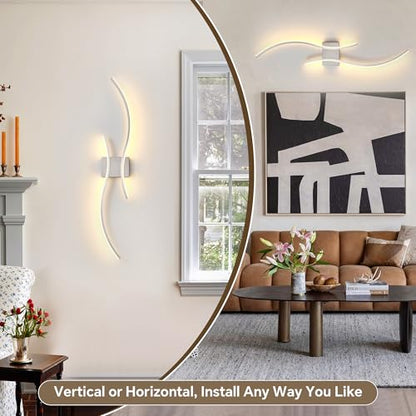 Wireless Wall Sconces Set of Two, Dimmable, 3CCT, Up to 65H Runtime - color: Nickel, size: 23.6 inches (2 Pack)