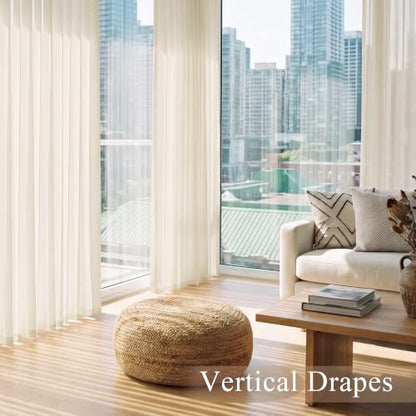 PONY DANCE 4 Panels Sheer Curtains 96 Inches Long, Beige, W 42" x L 96" - color: Beige, size: 42"W x 96"L (Pack of 4)