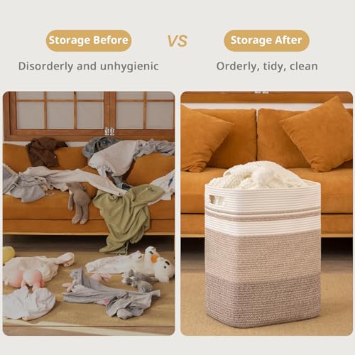 OIAHOMY Laundry Hamper Laundry Basket Cotton Rope Storage Baskets Yellow - color: Gradient Yellow
