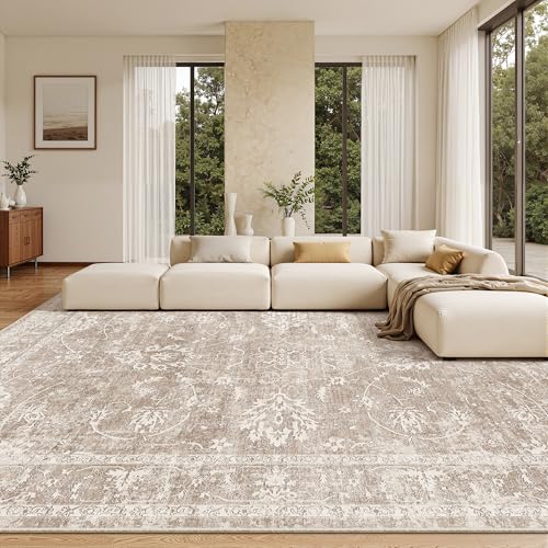 Madane Living Room 10x14 Area Rugs, Washable Soft Natural Rug Brown/Sand - color: Brown/Sand, size: 10' x 14' (Rectangular)