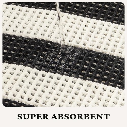 MatEssenz Waffle Bath Mat, 20x32, Black White - color: Stripe Style, size: 1'8" x 2'8" (Rectangular)