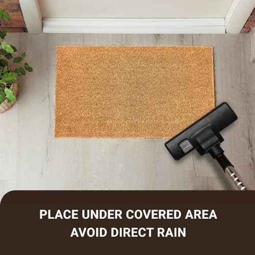 KANKUN Coco Coir Door Mat with Heavy Duty Backing, Welcome Doormat (17" x 30"), Doormat Entrance (Plain - 2Pack) - color: Plain - 2pack