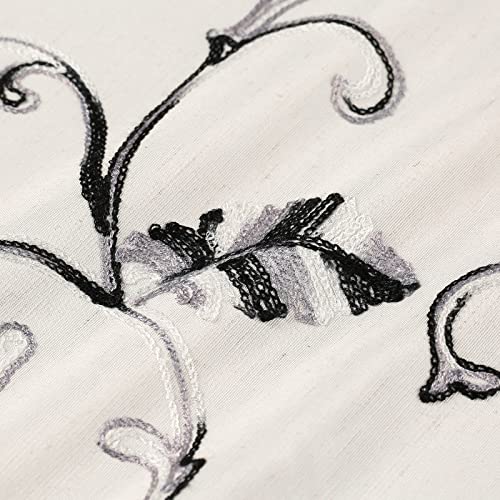 VOGOL Gray Vine Embroidered Curtain Tie-Up Balloon Shade, 42 x 63 - color: Grey, size: 42"W x 63"L (Pack of 1)