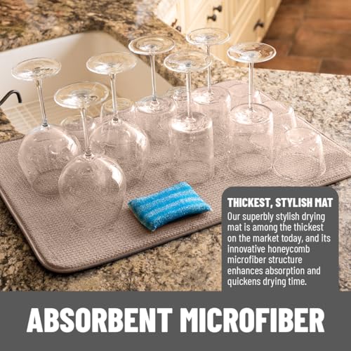 Bellemain Dish Drying Mat, Drying Matt Kitchen Counter, 17 x24 Inch -Mocha - color: Mocha, size: 17" x 24"