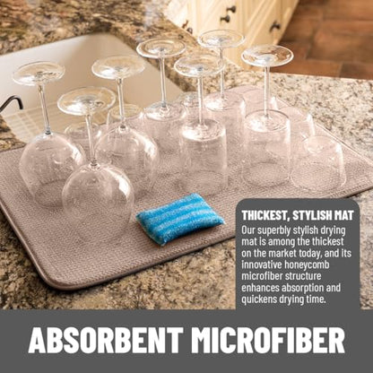 Bellemain Dish Drying Mat, Drying Matt Kitchen Counter, 17 x24 Inch -Mocha - color: Mocha, size: 17" x 24"