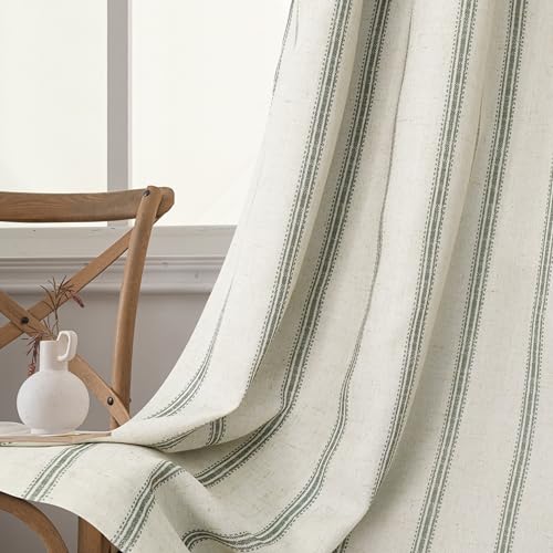 DriftAway Farmhouse Stripe Blackout Curtains, Grommet, W52xL54, Loden Green - color: G Loden Green Stripe, size: 52"W x 54"L (Pack of 2)