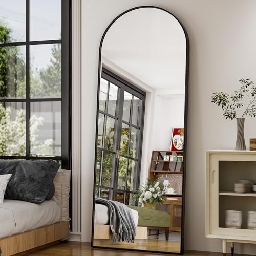 GLSLAND 26" x 71" Arched Full Length Mirror - Black Full Body Mirror - Extra Large Floor Mirrors for Bedroom, Living Room, Bathroom - color: Black, size: 71"L x 26"W