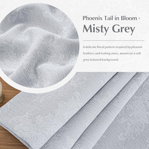 FMFUNCTEX Grey Floral Jacquard Blackout Curtains, 52X96 Inches, 2 Panels - color: Grey, size: 52"W x 96"L (Pack of 2)