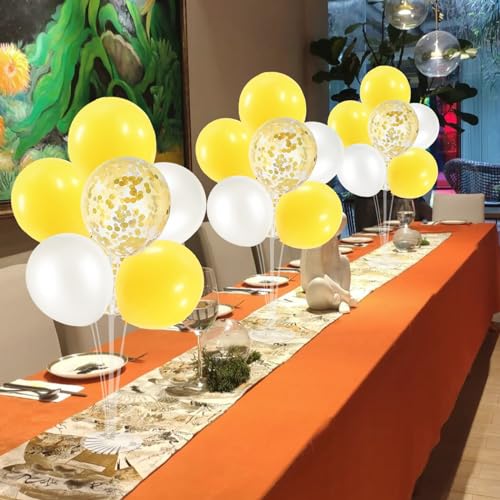 ZJDHPTY 4Set Yellow and White Balloon Stand Table Centerpiece Party Decor - color: Yellow White 4
