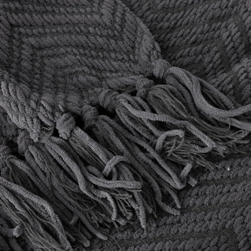 BATTILO HOME Dark Grey Throw Blanket for Couch, 50"x60" - color: Grey, size: 50"x60"
