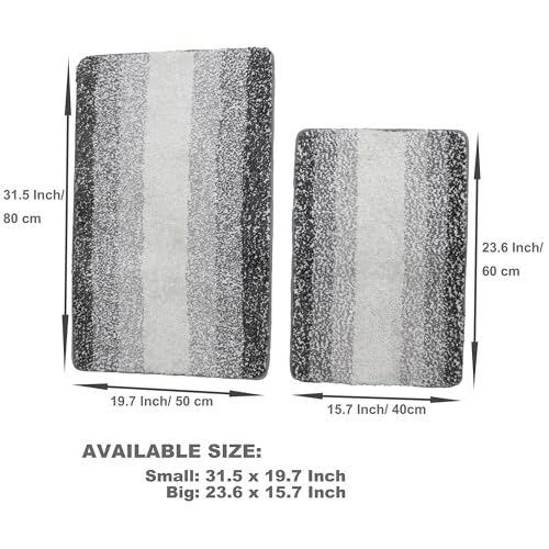 Gradient Gray Bath Mat, Soft Microfiber Water Absorbent Bath Rug with Non Slip TPR Backing, Machine Washable Bathroom Rug for Shower Tub Sink Bedroom Kitchen Indoor Home Decor 32x20 Inch - color: Gradient Gray, size: 31.5" x 19.7" (Rectangular)