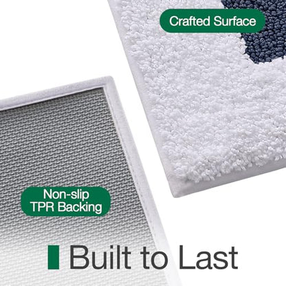 LUMI Bathroom Rug, Non Slip Absorbent Bath Mat, White Blue, 24"x36" - color: White+blue, size: 24"x36"