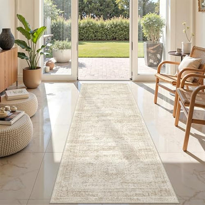 2x7 Runner Rug Non Slip,Washable Hallway Runner Rug,Beige - color: Beige/Ivory, size: 2' x 7' (Runner)