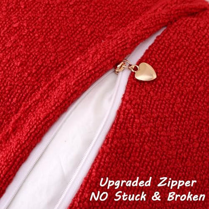 FUTEI Pack of 2 Boucle Textured Throw Pillow Covers 18x18 Inch, Red - color: Red, size: 18" x 18" (Pack of 2)