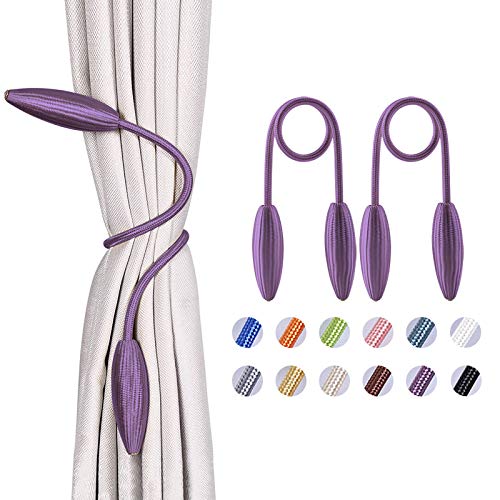 NICEEC 2 Pack DIY Curtain Tiebacks Clips Crystal Decorative Creative Twist Drape Tie Backs European Style Random Modelling Curtain Holdbacks for Home Kitchen Office Window Drapery (Purple) - color: Purple, size: 2 Pack