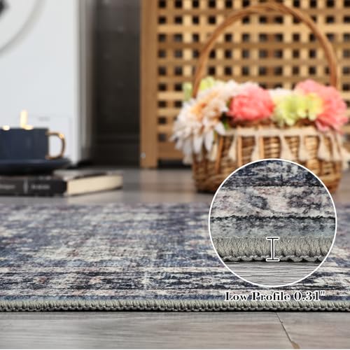 GarveeHome Washable Runner Rugs 2.5x10 for Hallway Kitchen Non-Slip Soft Ultra-Thin - color: Denim / Multi, size: 2'6" x 10' (Rectangular)