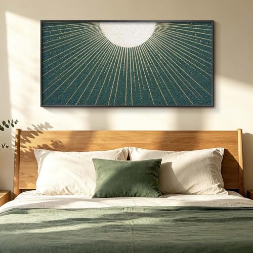 HUARCEY Metal Framed Large Textured Boho Wall Art for Bedroom Above Bed - color: Sunshine
