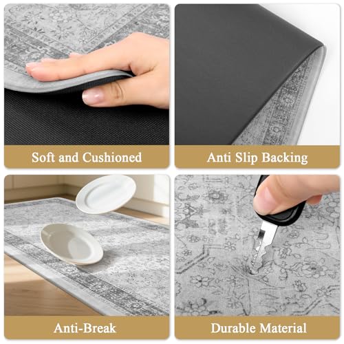 Pauwer Anti Fatigue Kitchen Floor Mats Set of 3, Cushioned Rugs, Light Grey - color: Light Grey