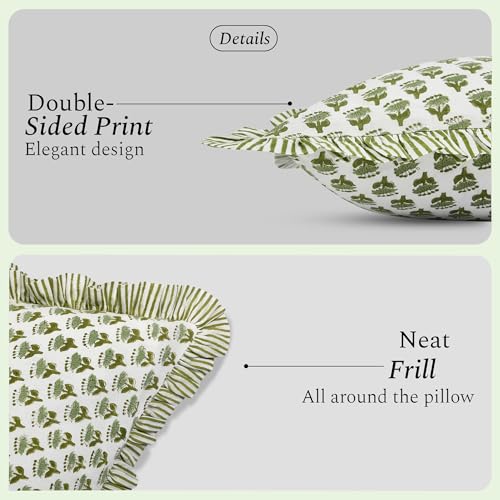 CPC Emerald Green Block Print Ruffle Sham Pillow Cover 20x54 Inch Pack of 1 - color: Emerald Green, size: 54" x 20" (Pack of 1)
