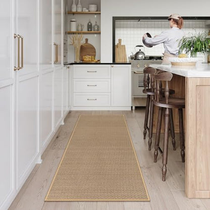 Lahome Farmhouse Kitchen Runner Rug, 2x5 Entryway Rugs Washable Non Slip - color: Beige/Khaki, size: 2' x 5'