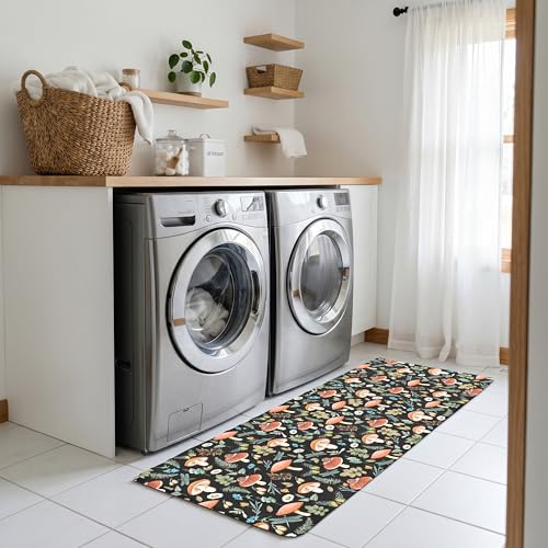 Kitchen Rugs for Floor 2 Pcs Memory Foam Padded Anti Fatigue Kitchen Mat - color: Black Mushroom