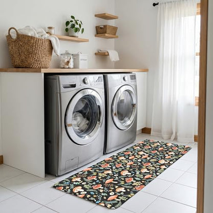 Kitchen Rugs for Floor 2 Pcs Memory Foam Padded Anti Fatigue Kitchen Mat - color: Black Mushroom