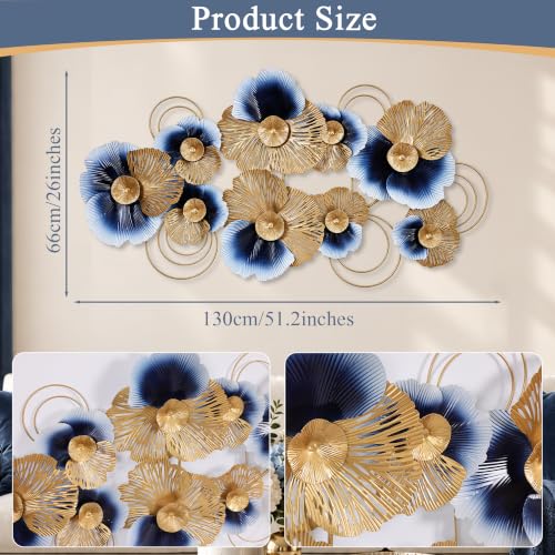 Lucky Monet Metal Wall Art Decor, 51"x26" 3D Wall Sculptures Lotus Leaf - color: Style 9