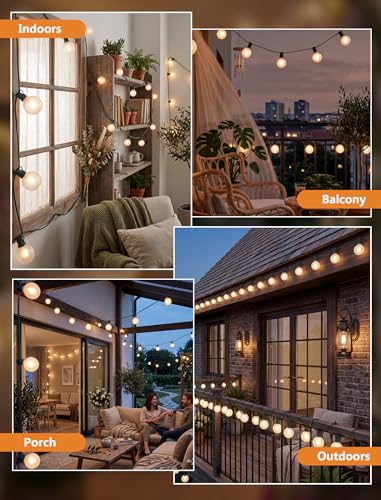 25FT LED G40 Frosted White Outdoor String Lights 27 Shatterproof Globe Bulb - color: Frosted Green, size: 25Ft